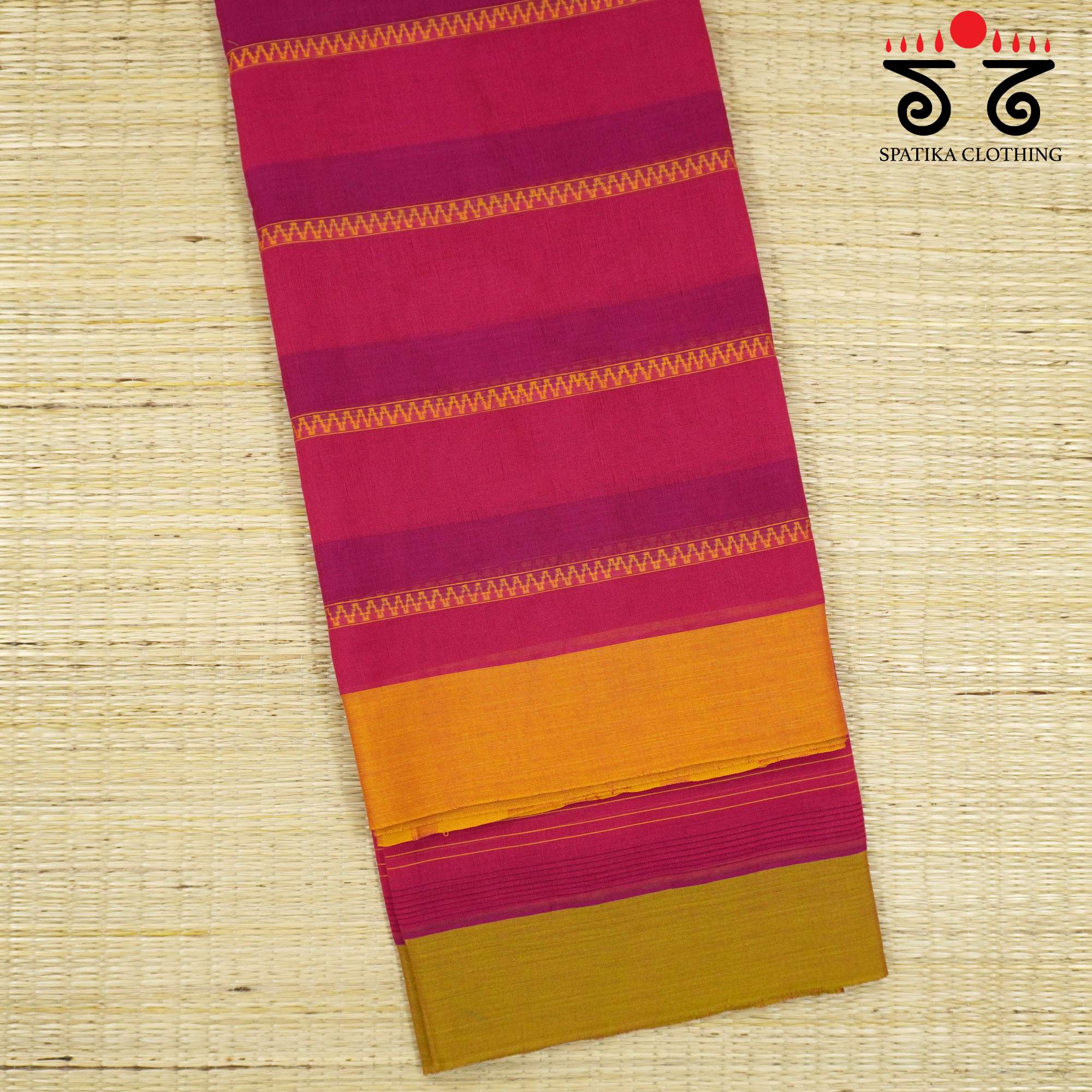 Pink Andhra Handwoven Cotton Saree