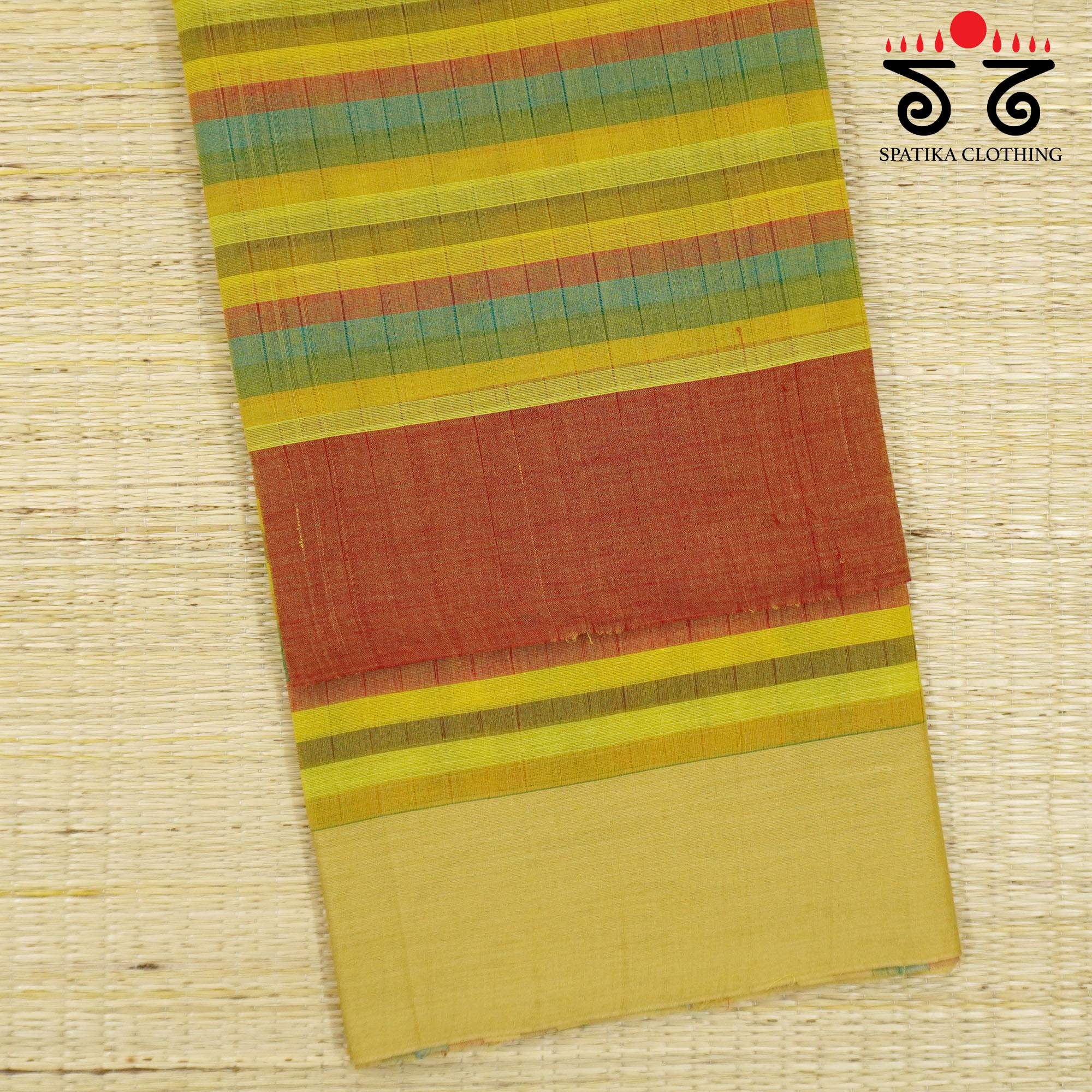 Green Multi Andhra Handwoven Cotton Saree
