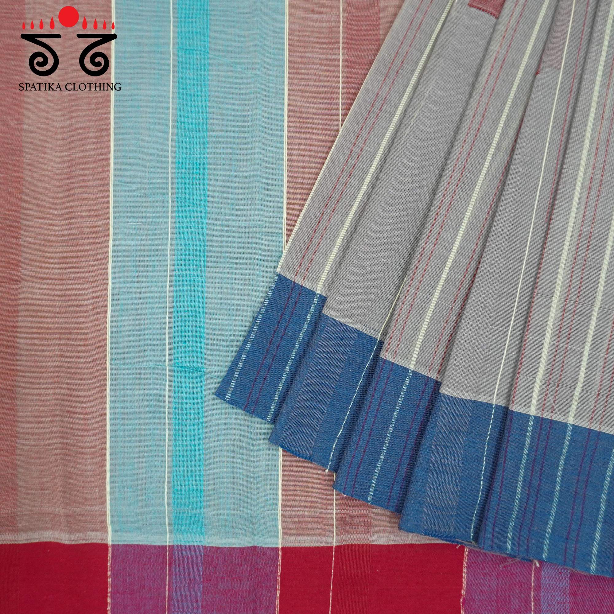 Light Grey Andhra Handwoven Cotton Saree