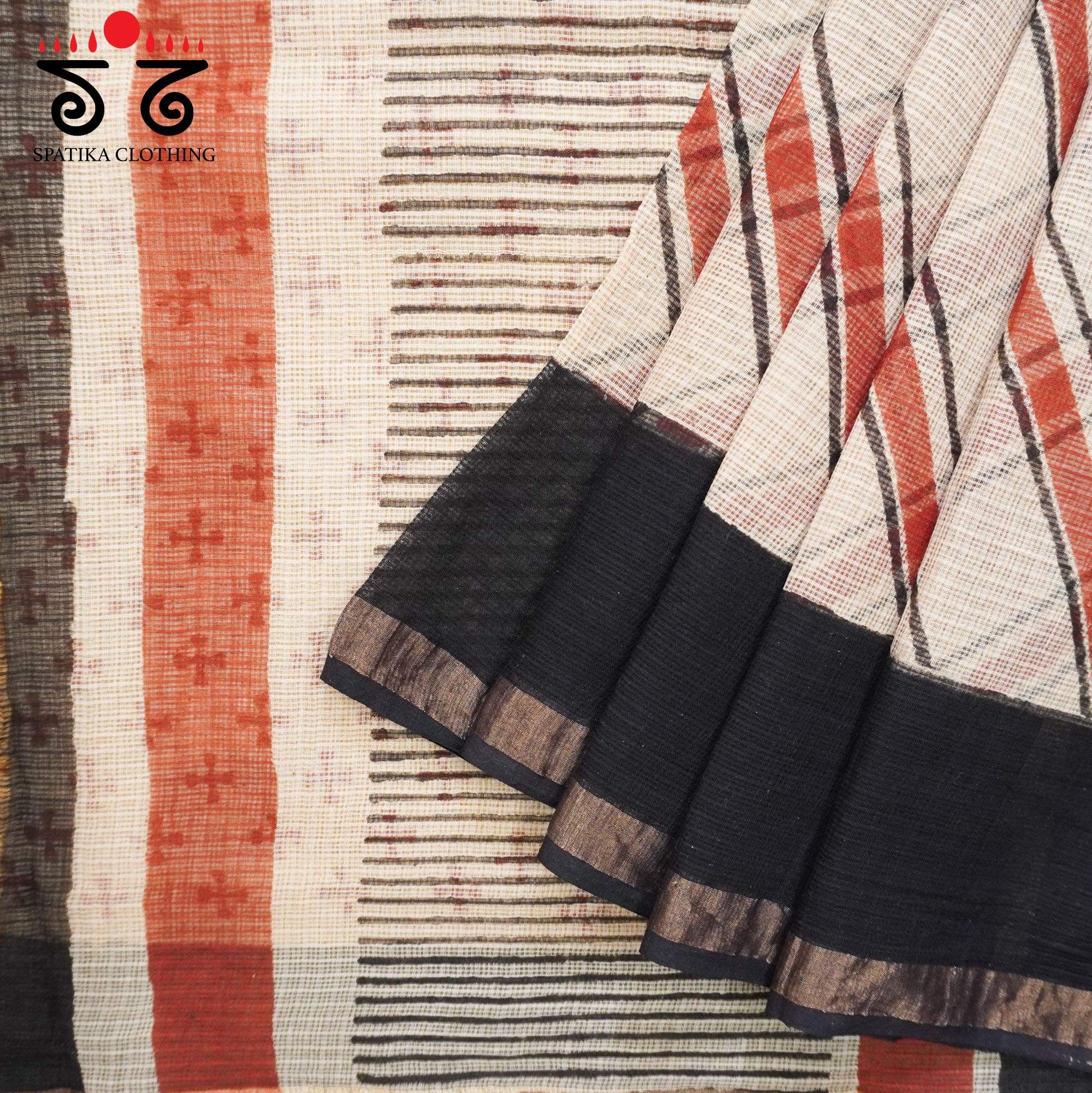 Beige Kota Hand Block Printed Saree