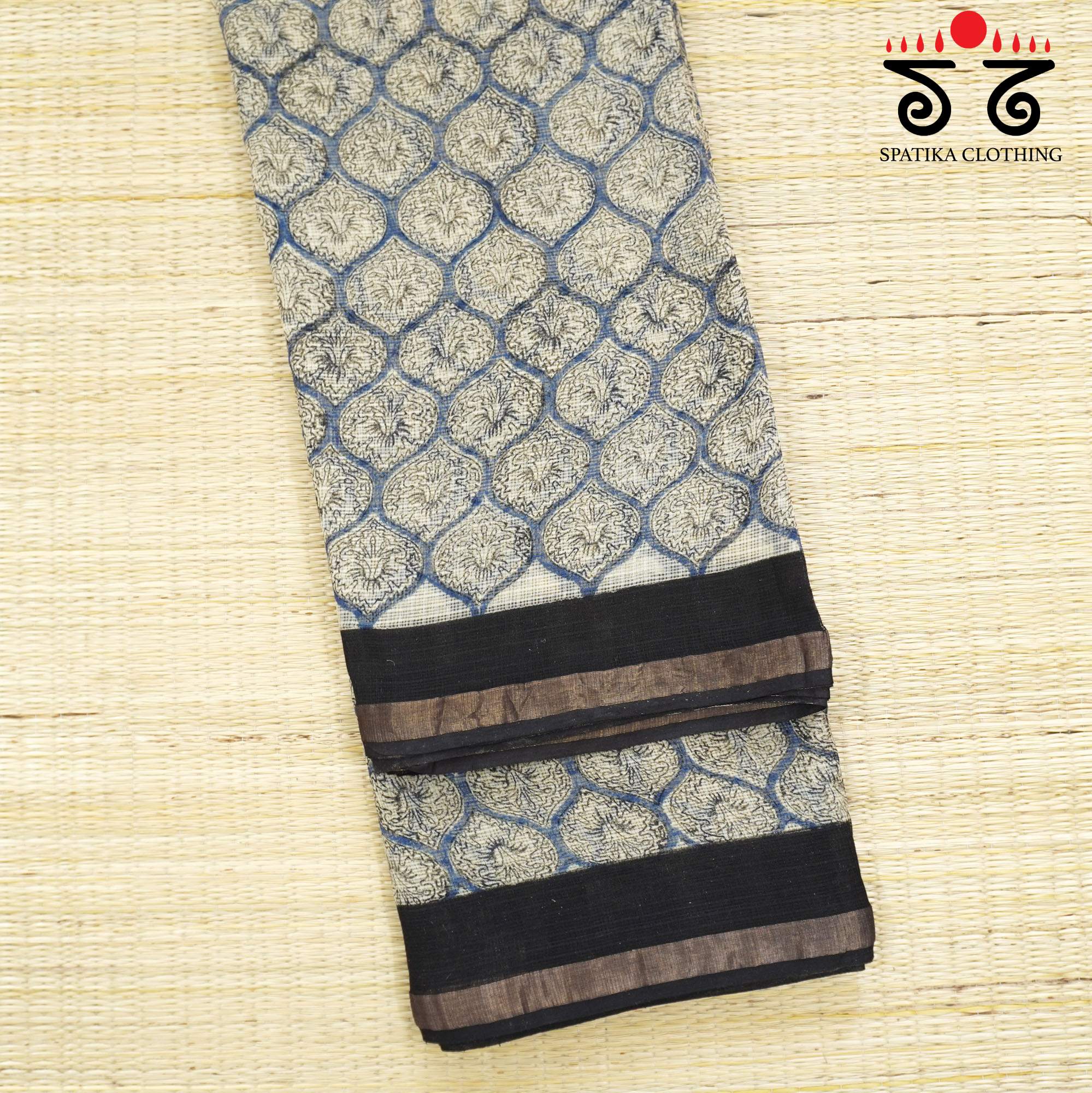 Blue Kota Hand Block Printed Saree