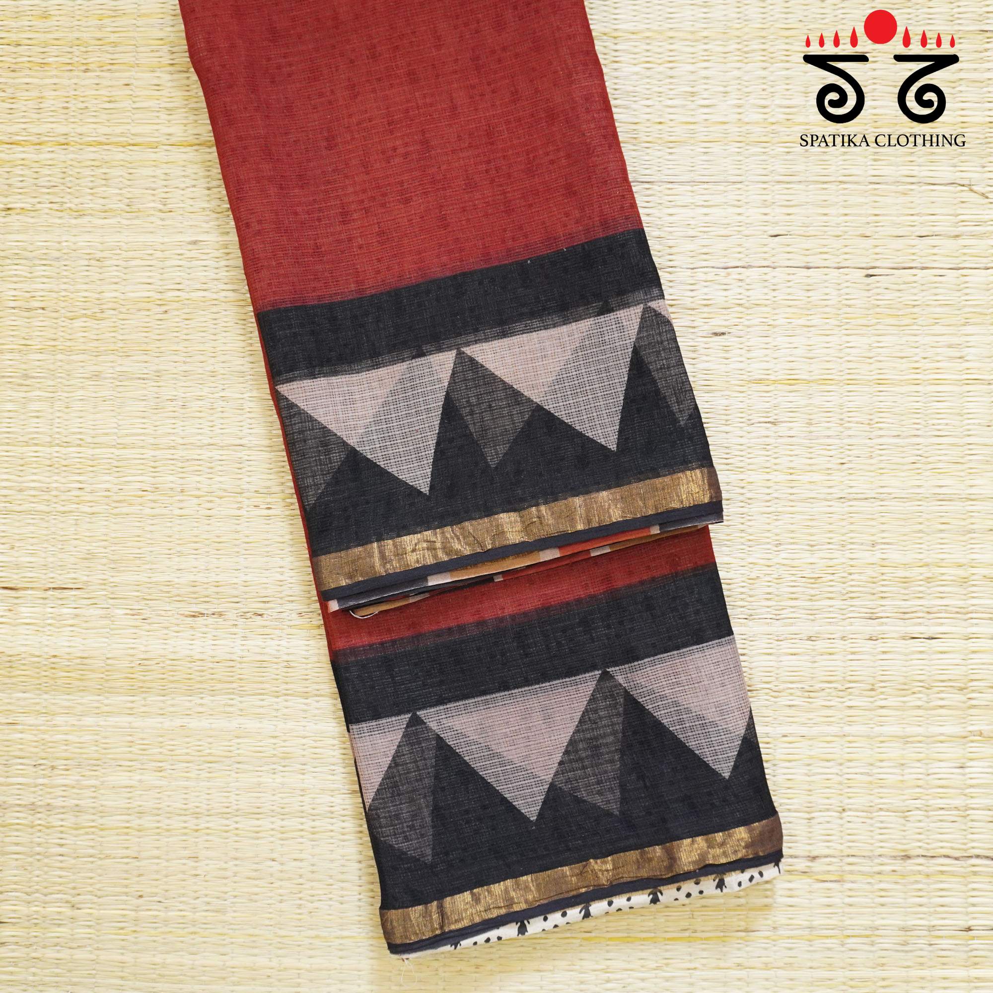 Red Kota Hand Block Printed Saree