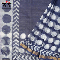 Blue Kota Hand Block Printed Saree