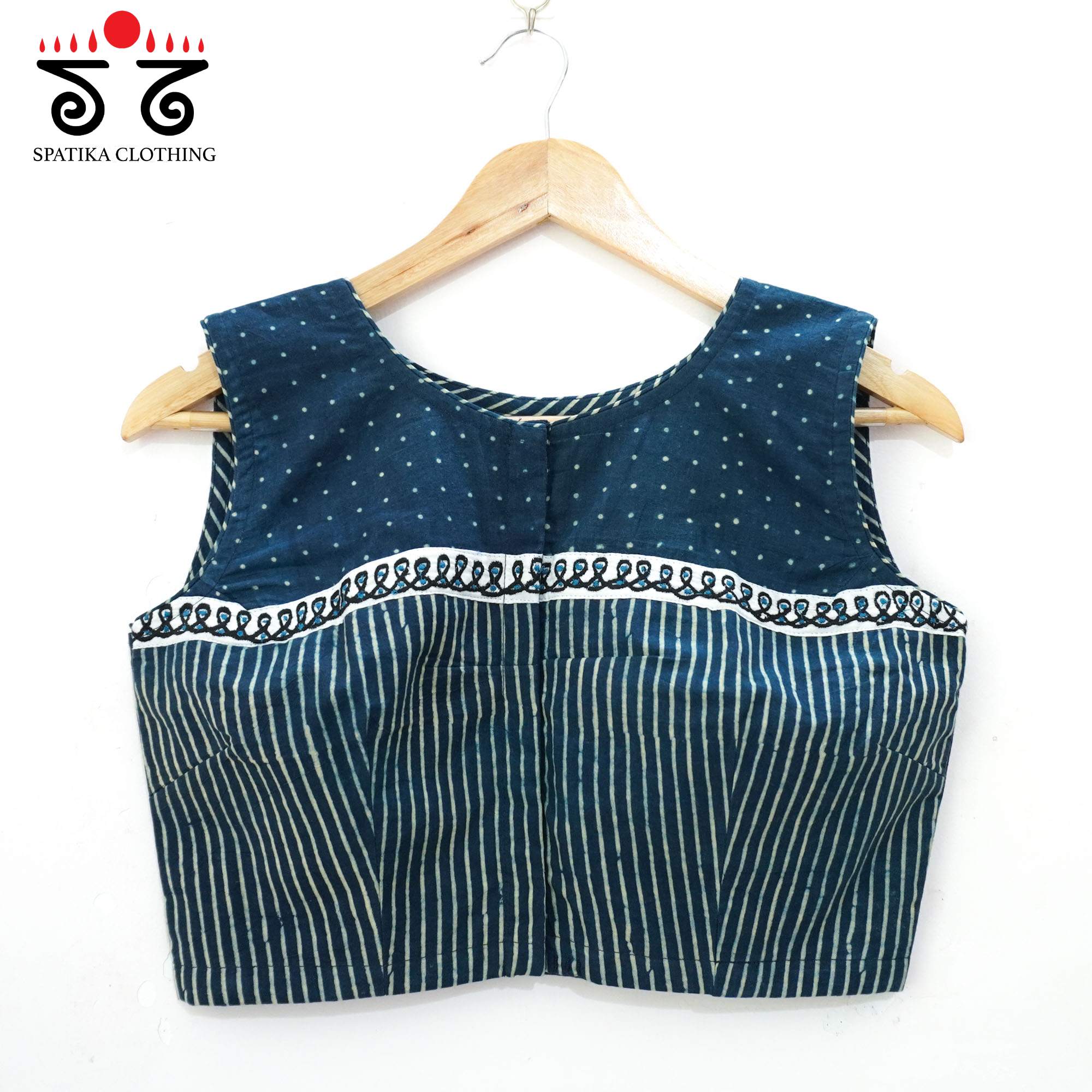 Blue Ajrakh - Kolam Sleeveless Blouse