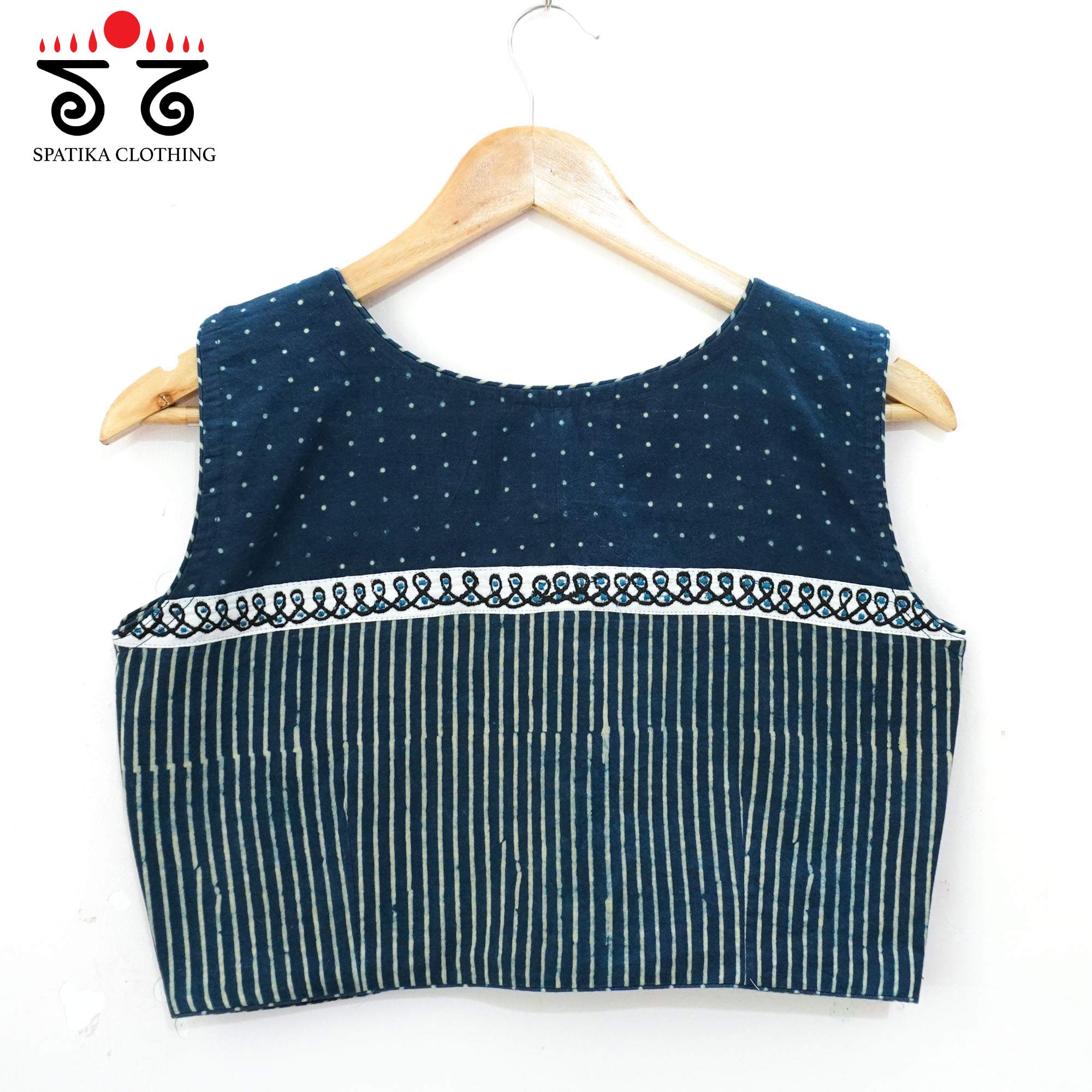 Blue Ajrakh - Kolam Sleeveless Blouse
