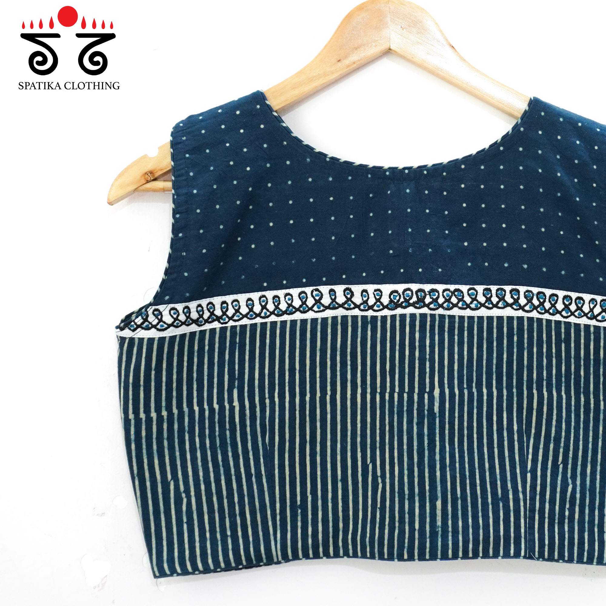 Blue Ajrakh - Kolam Sleeveless Blouse