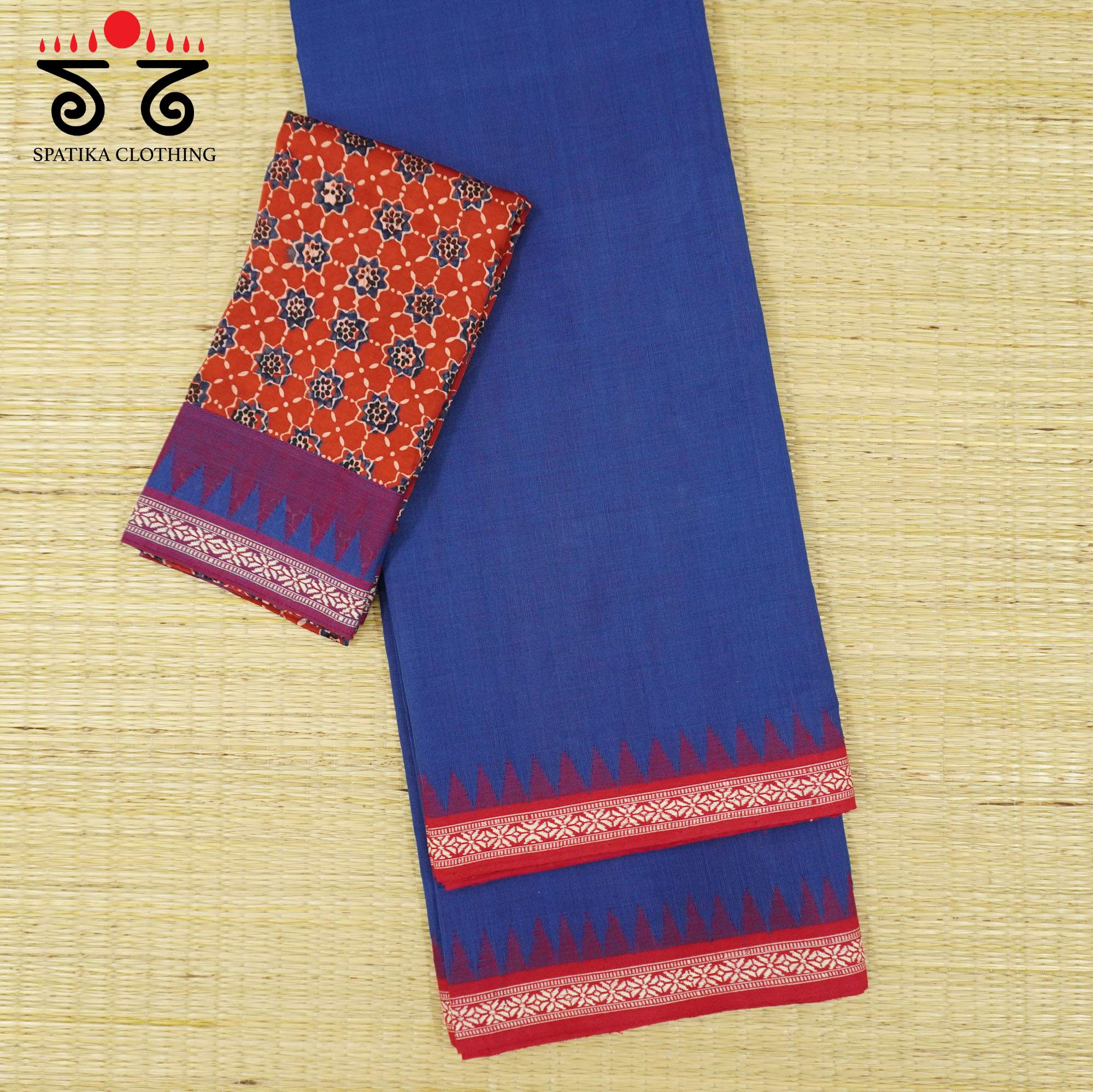 Blue Ponduru Handspun Cotton Saree With Special Blouse