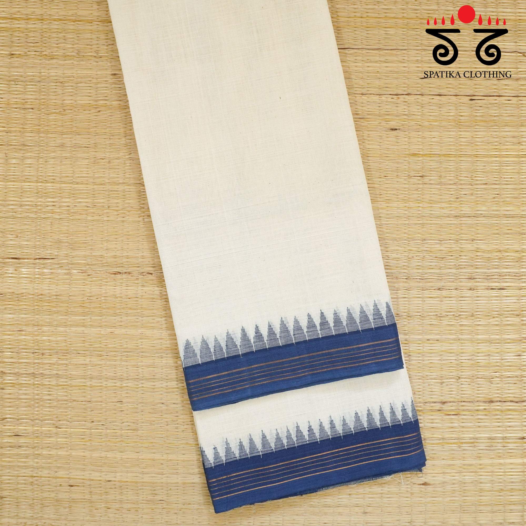 Off White Ponduru Handspun Cotton Saree