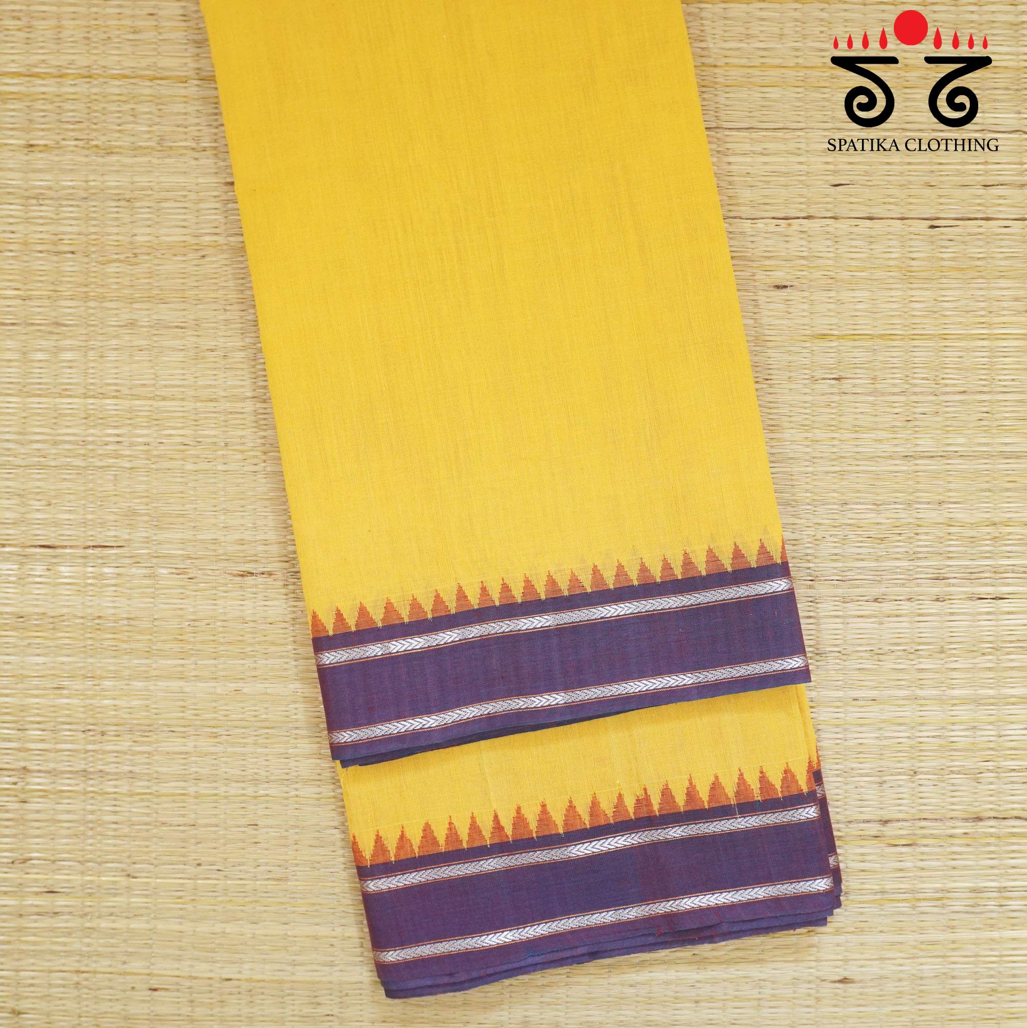 Yellow Ponduru Handspun Cotton Saree