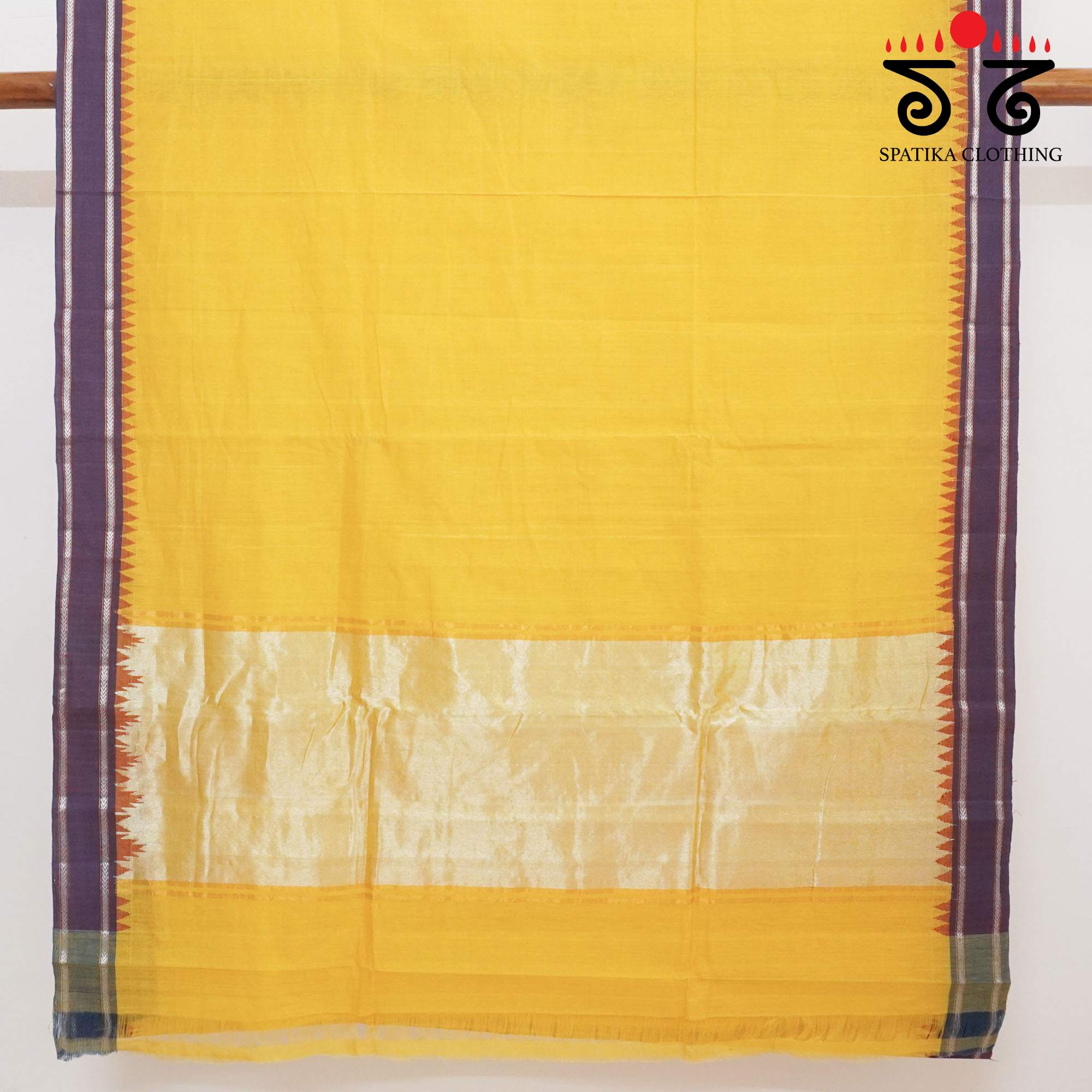 Yellow Ponduru Handspun Cotton Saree