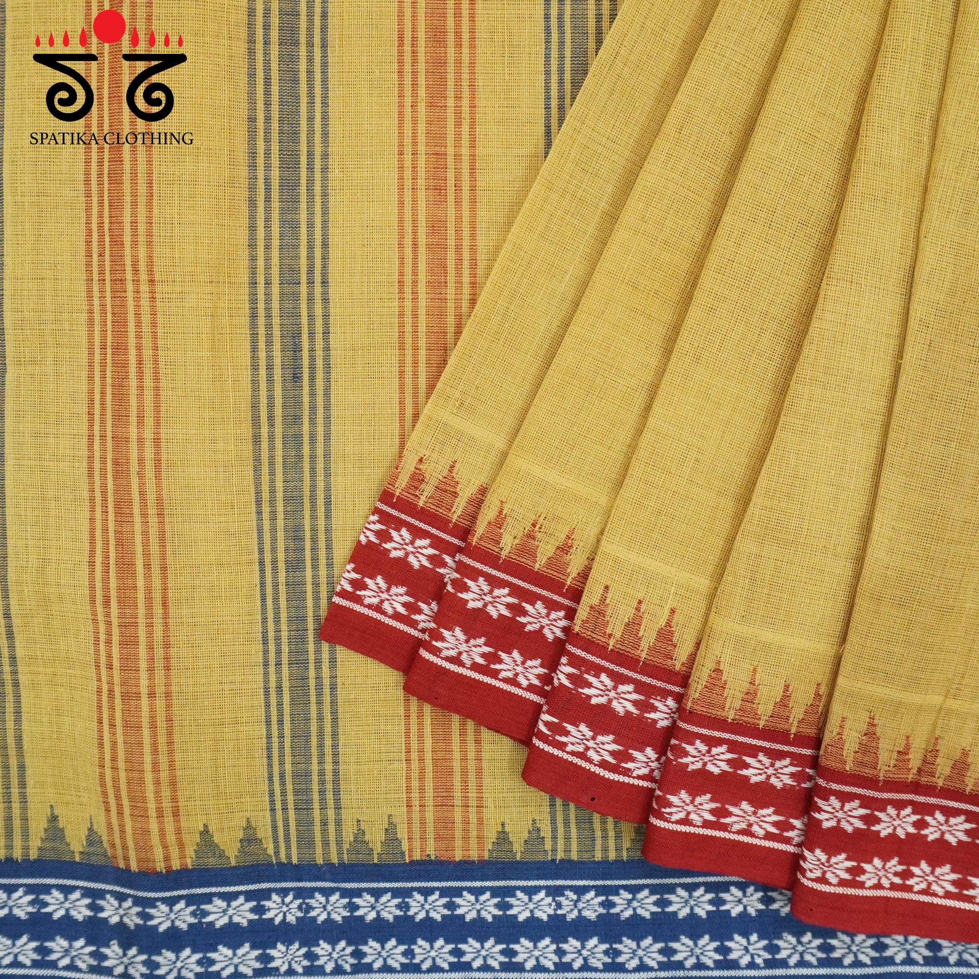 Yellow Ponduru Handspun Cotton Saree