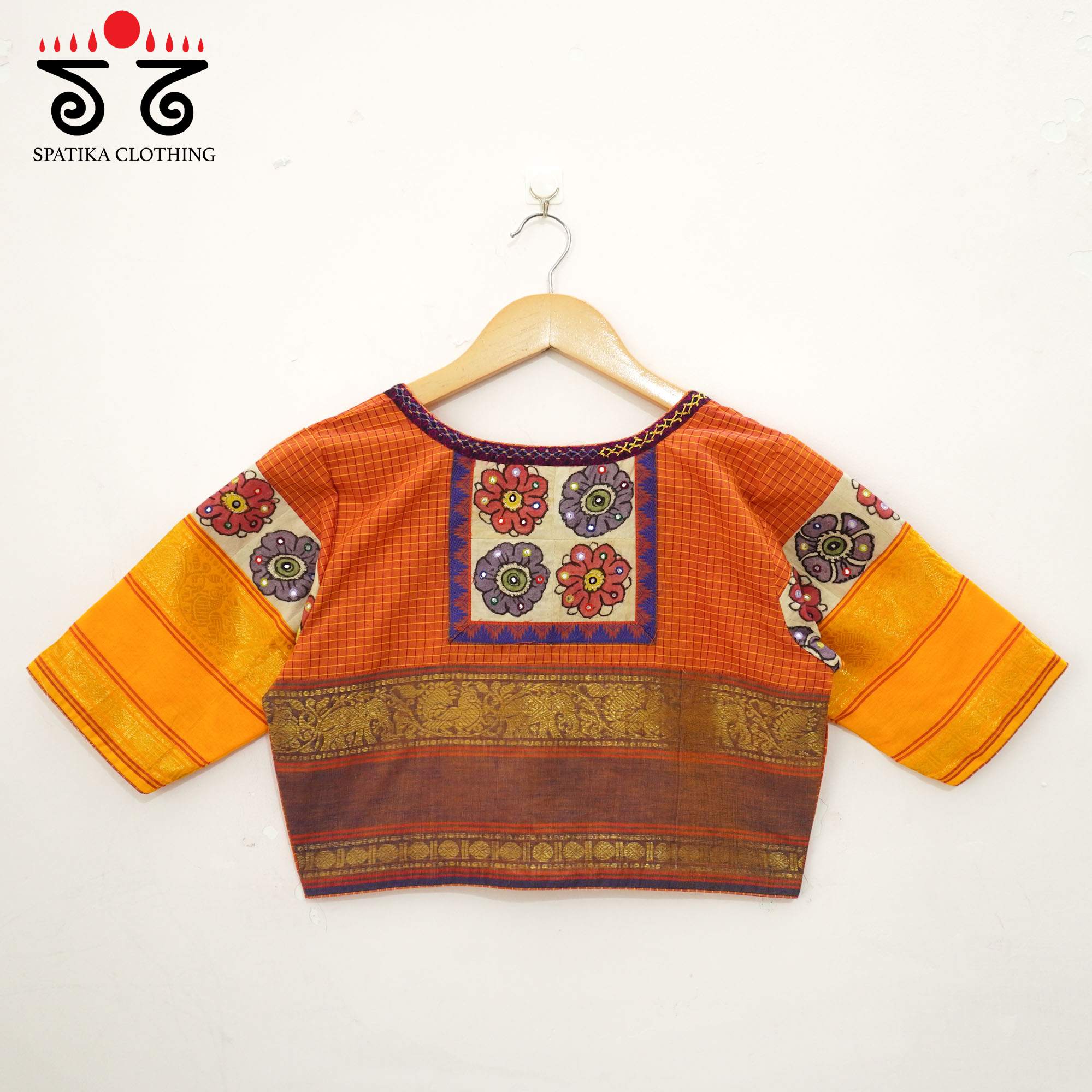Orange Chettinad - Pen Kalamkari Blouse