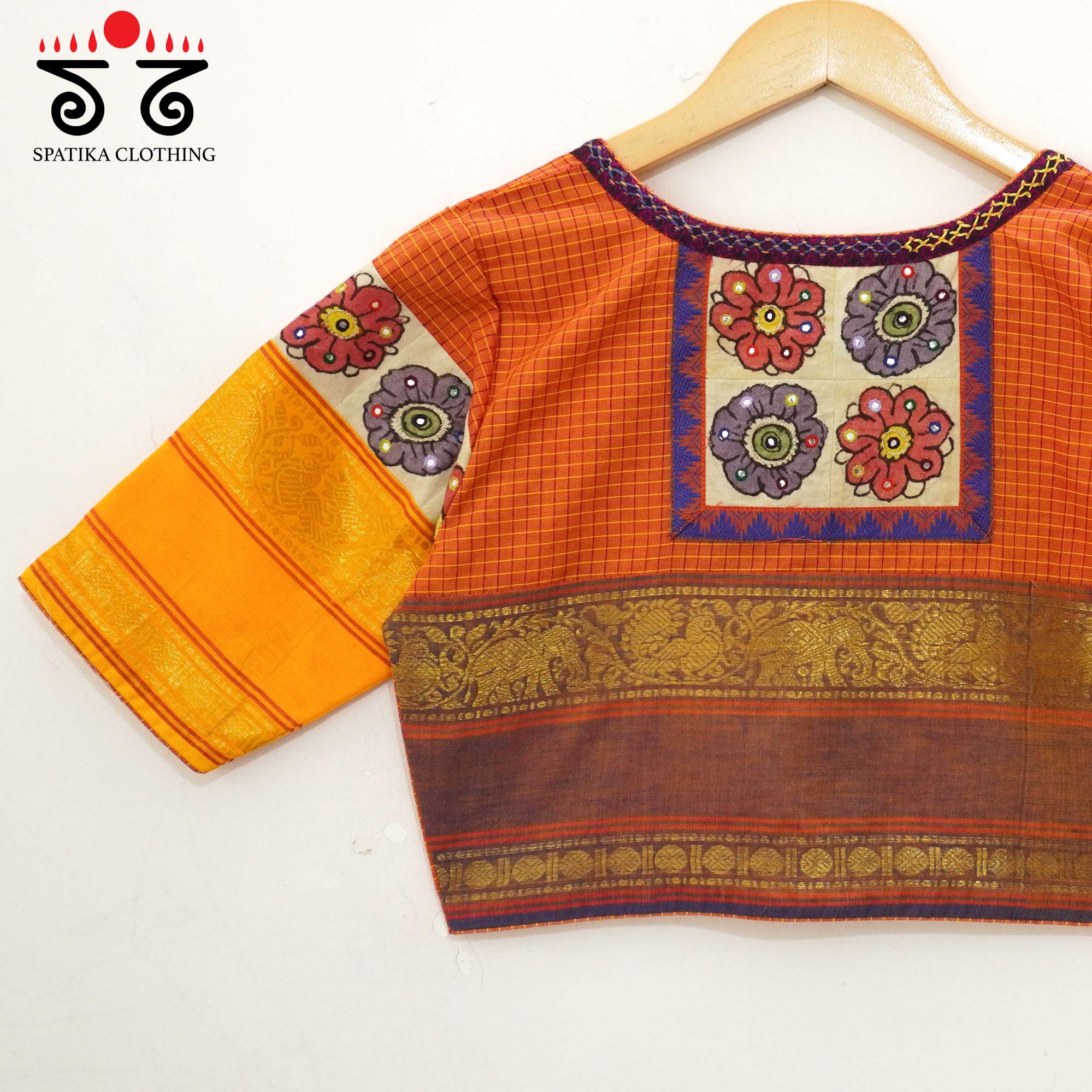 Orange Chettinad - Pen Kalamkari Blouse