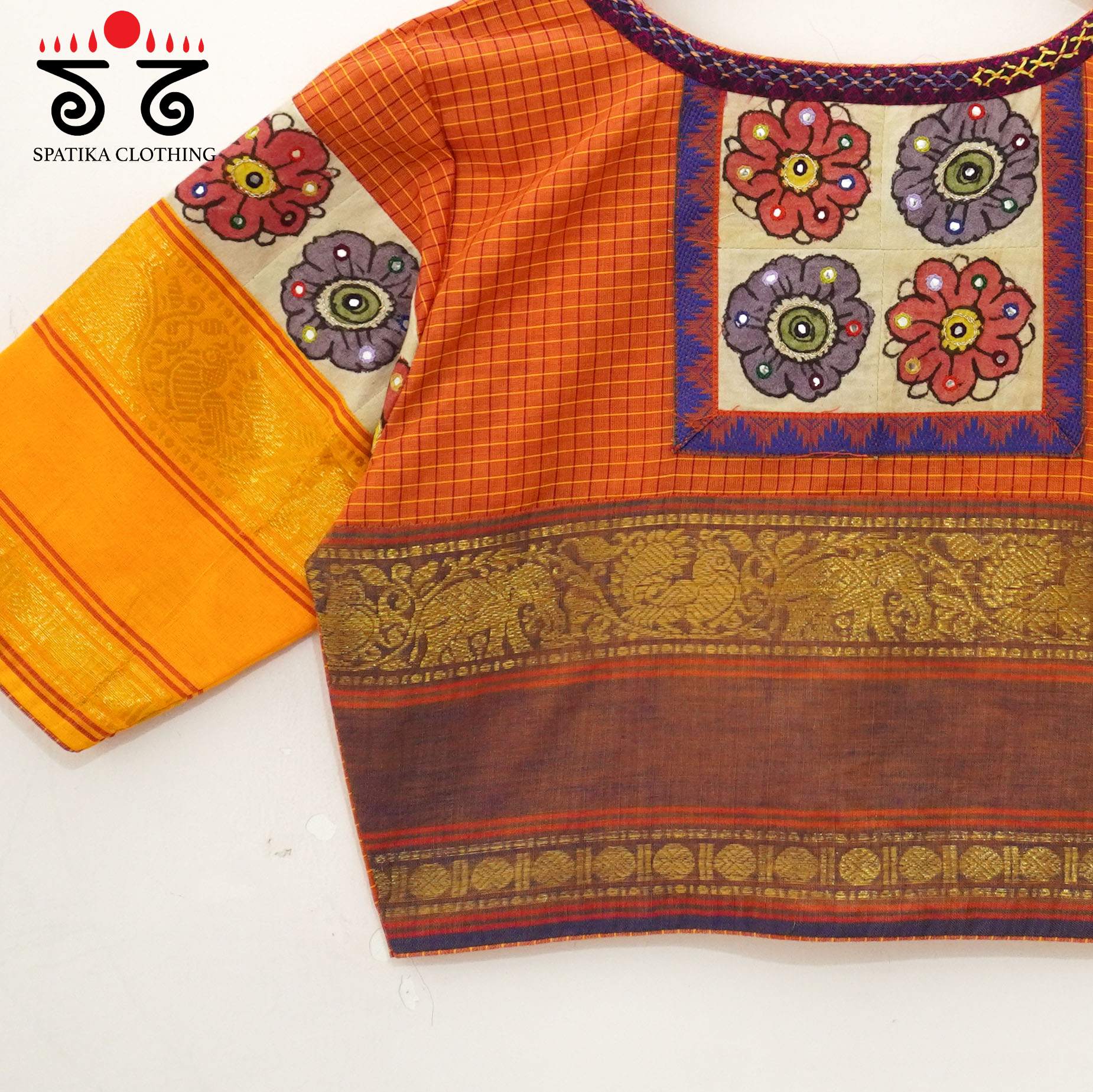 Orange Chettinad - Pen Kalamkari Blouse