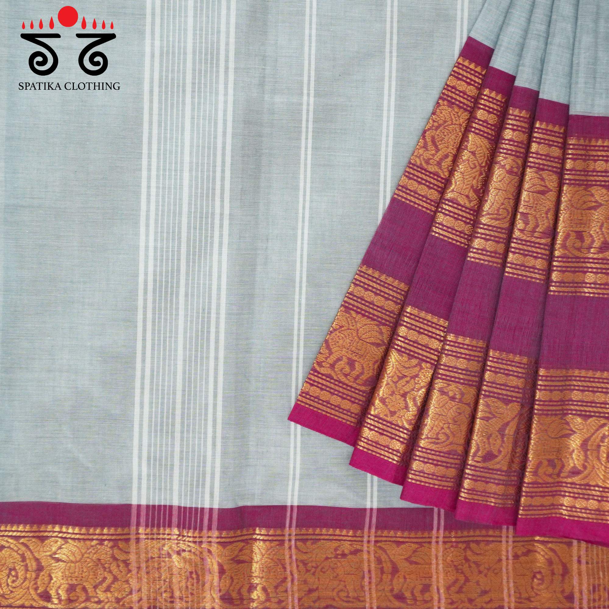 Light Grey Chettinad Cotton Saree