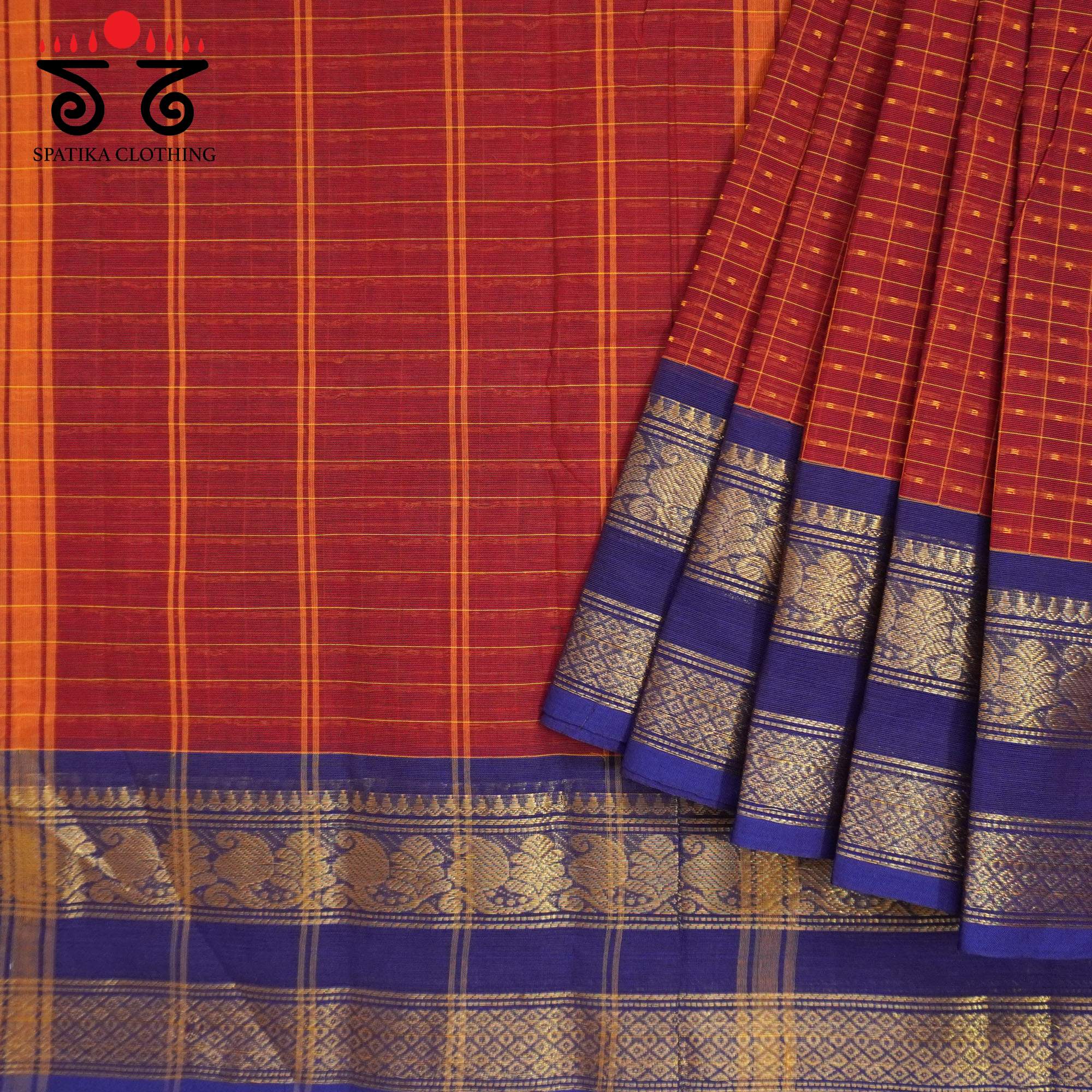 Red Chettinad Cotton Saree