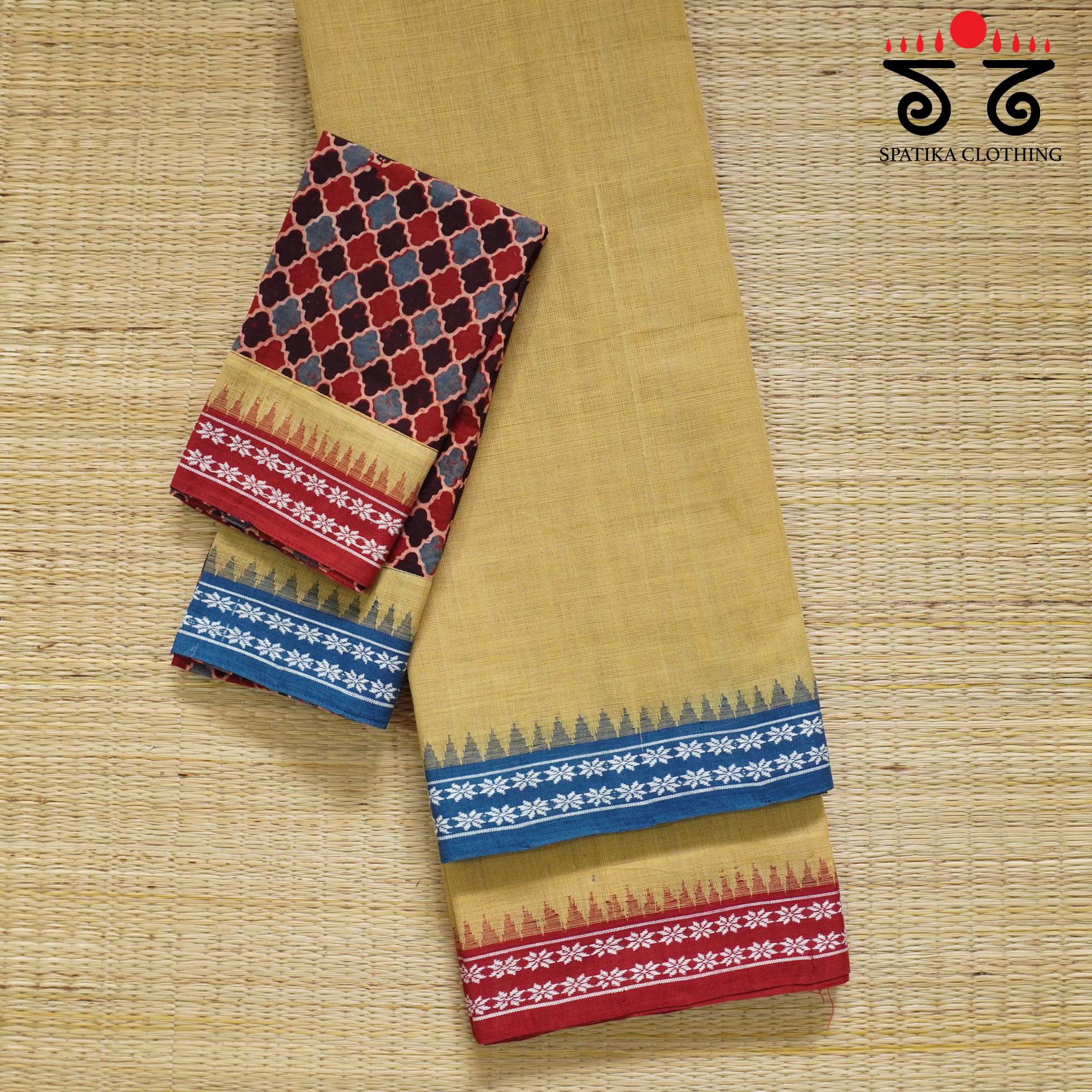 Anar Yellow Ponduru Handspun Cotton Saree With Special Blouse