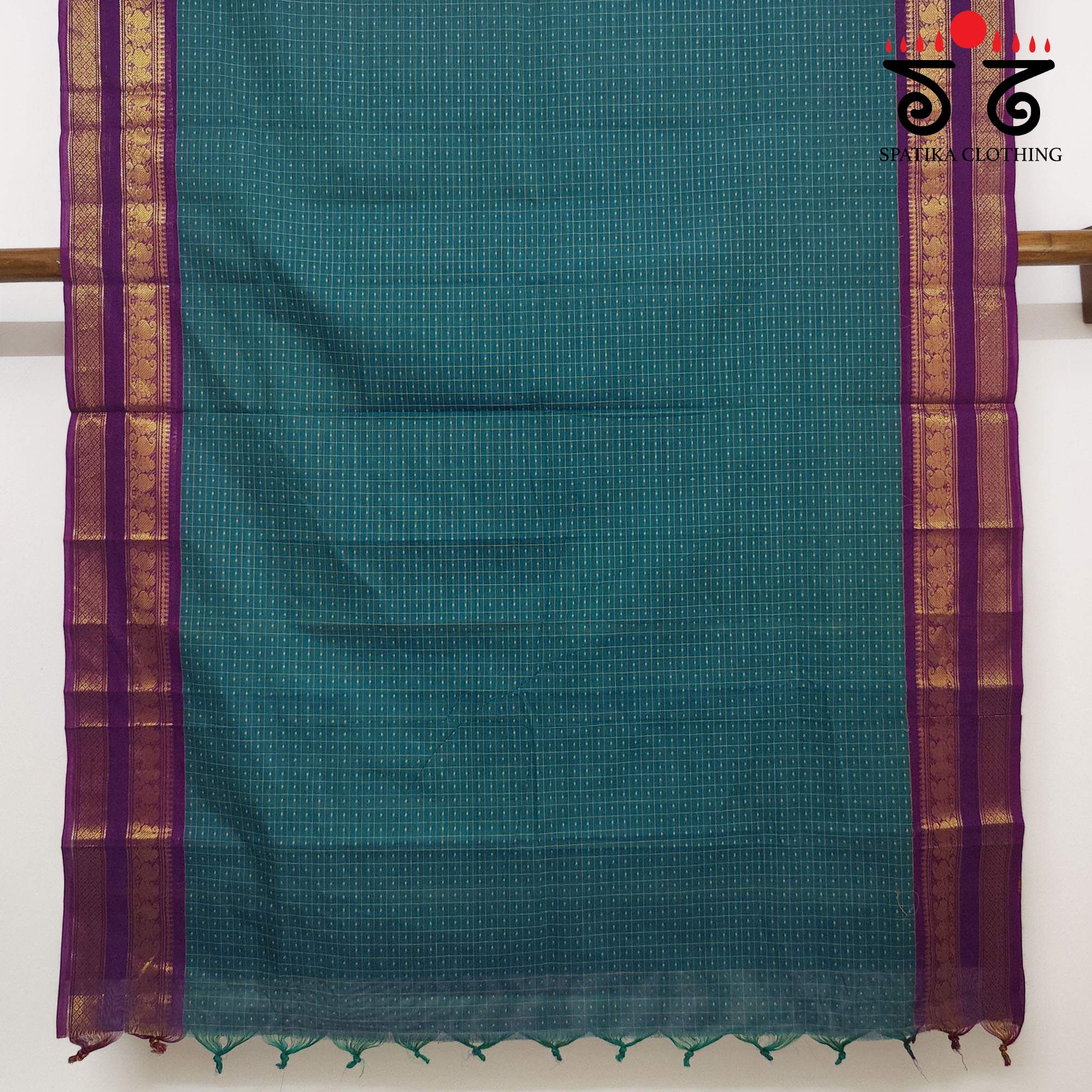Peacock Blue Chettinad Cotton Saree