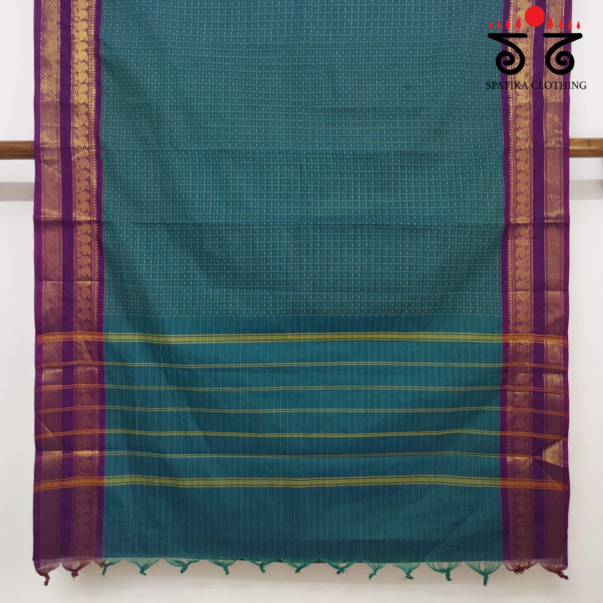 Peacock Blue Chettinad Cotton Saree