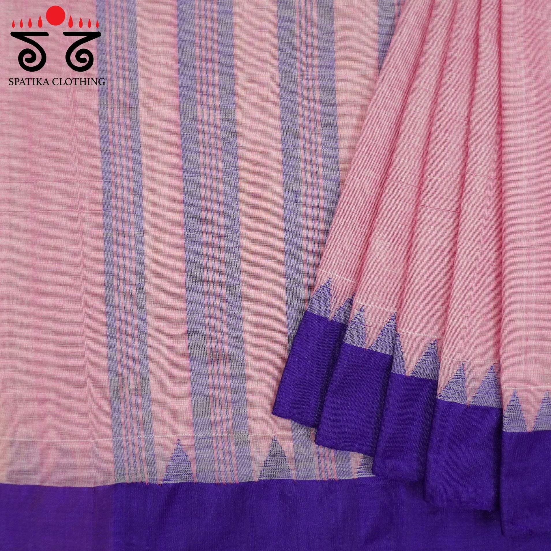Pink Ponduru Handspun Cotton Saree With Special Blouse