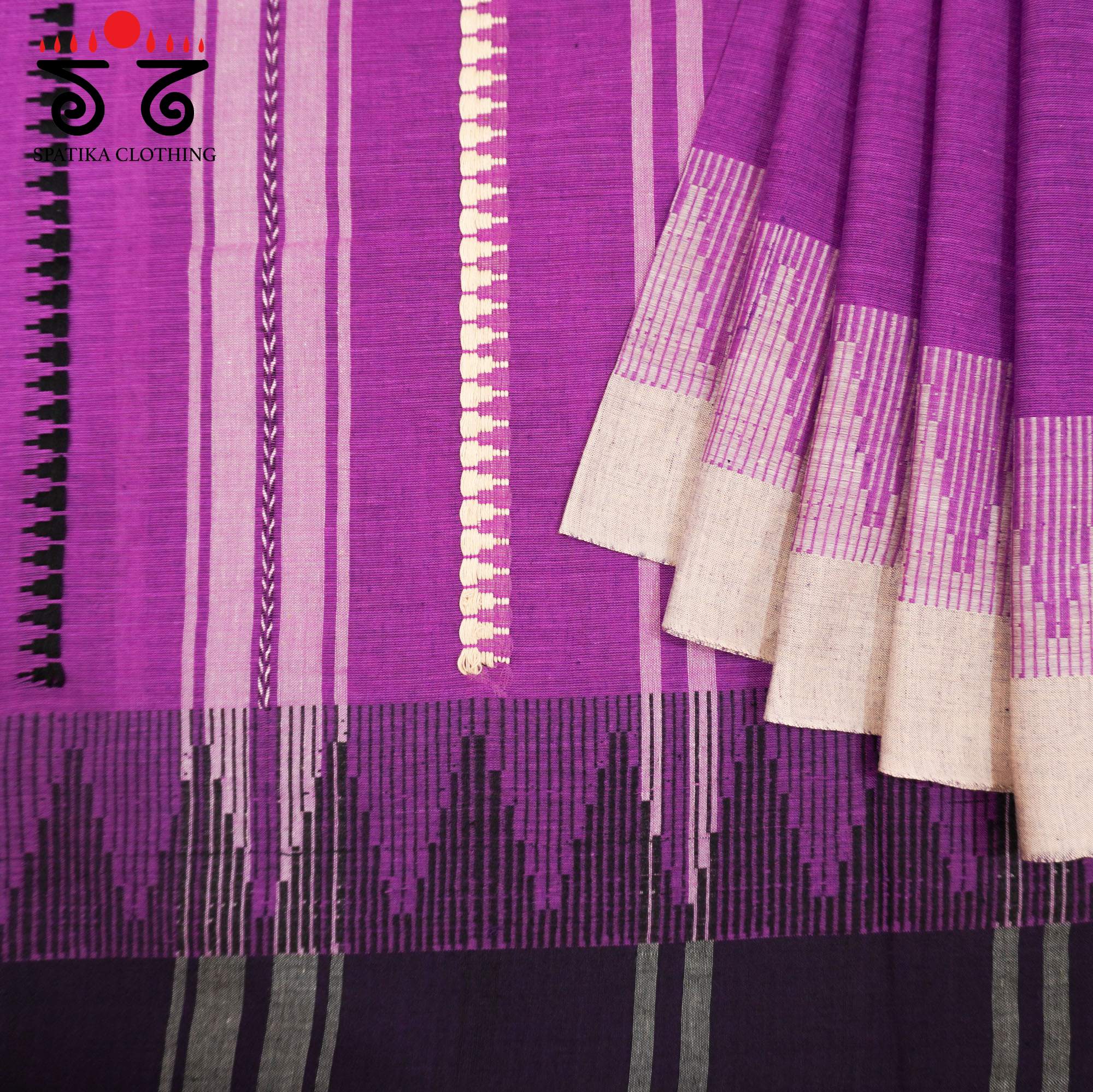 Pink Begampur Handwoven Cotton Saree