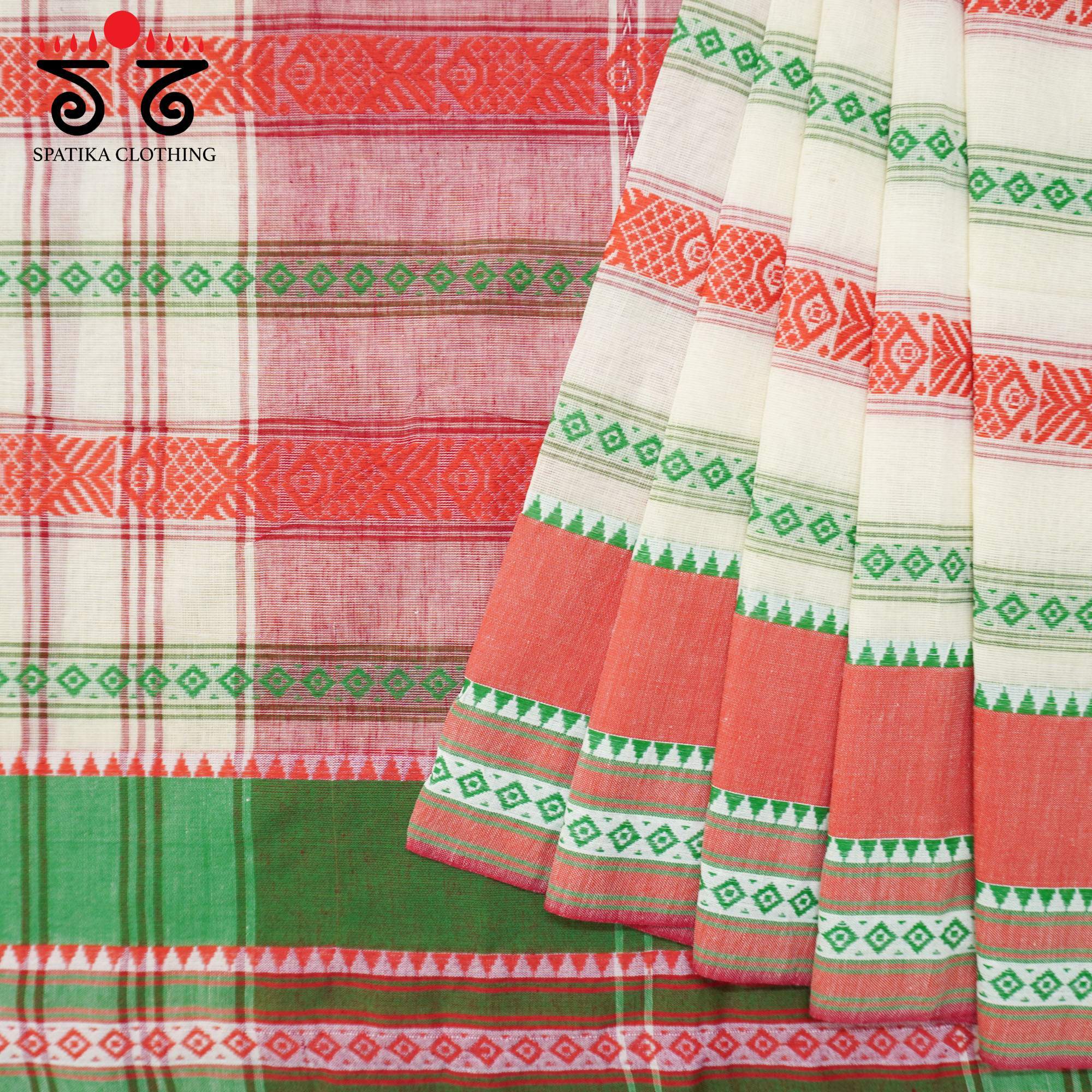 Off White Begampur Handwoven Cotton Saree New!