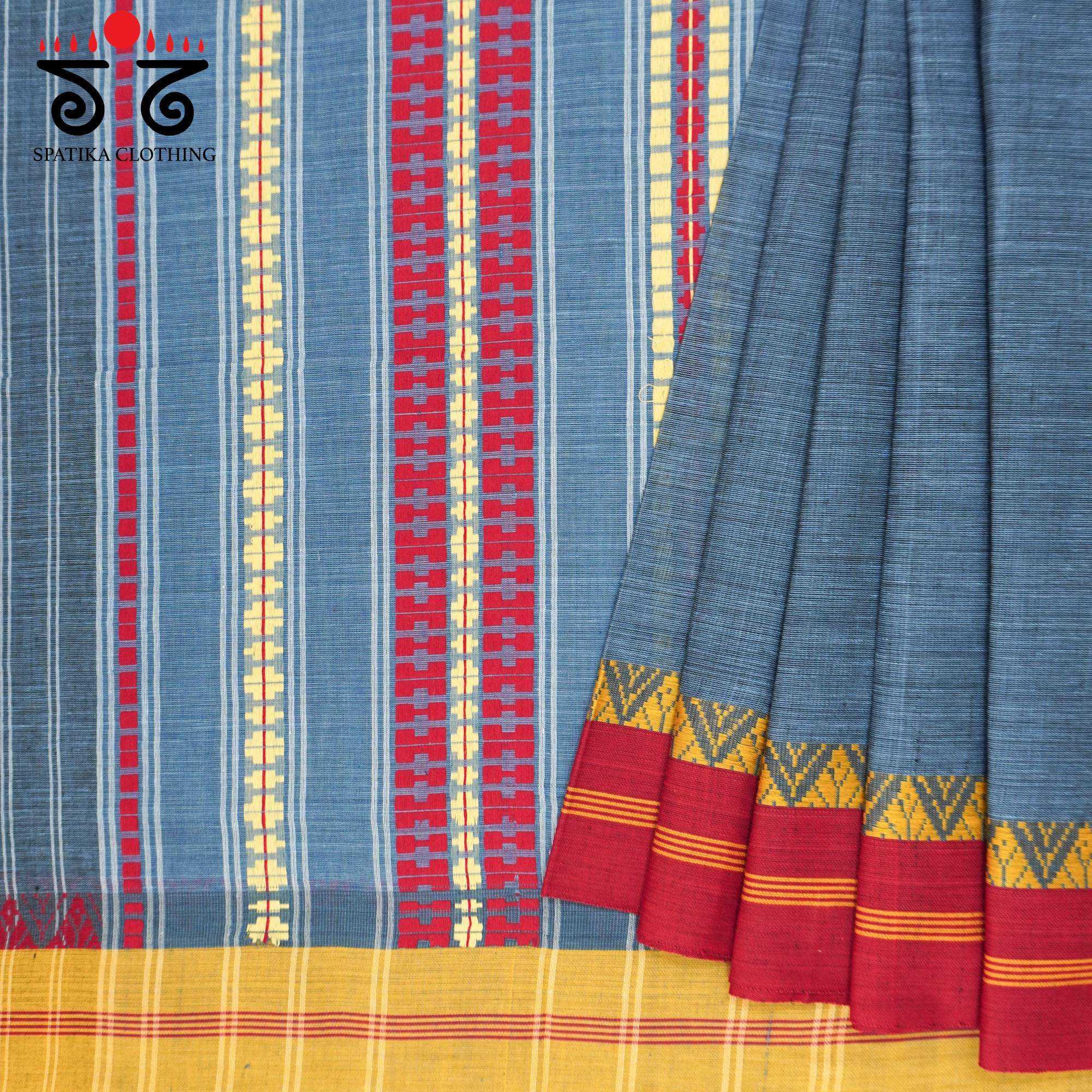Blue Begampur - Blue Handwoven Cotton Saree