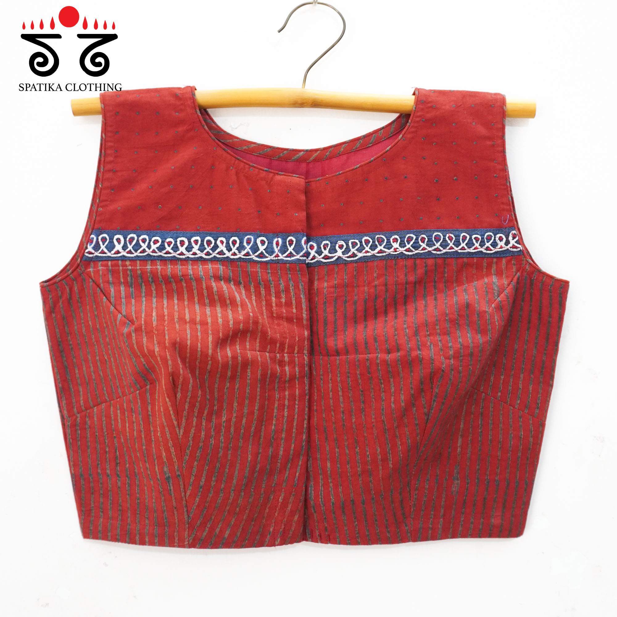 Red Ajrakh - Kolam Sleeveless Blouse