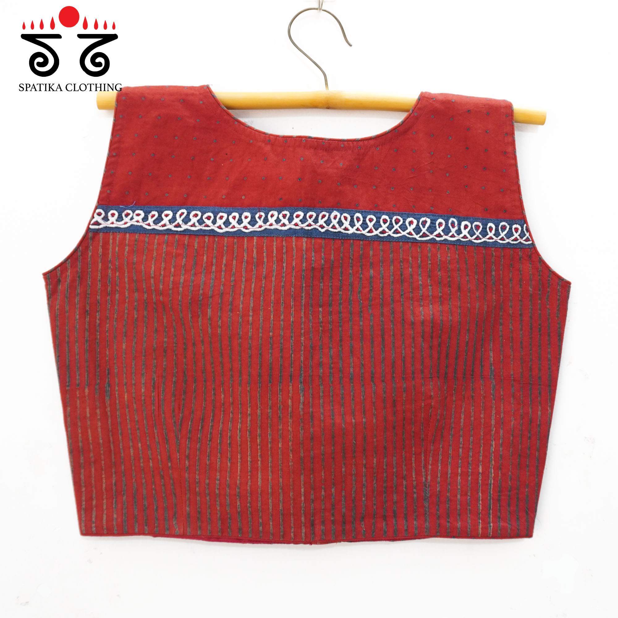 Red Ajrakh - Kolam Sleeveless Blouse