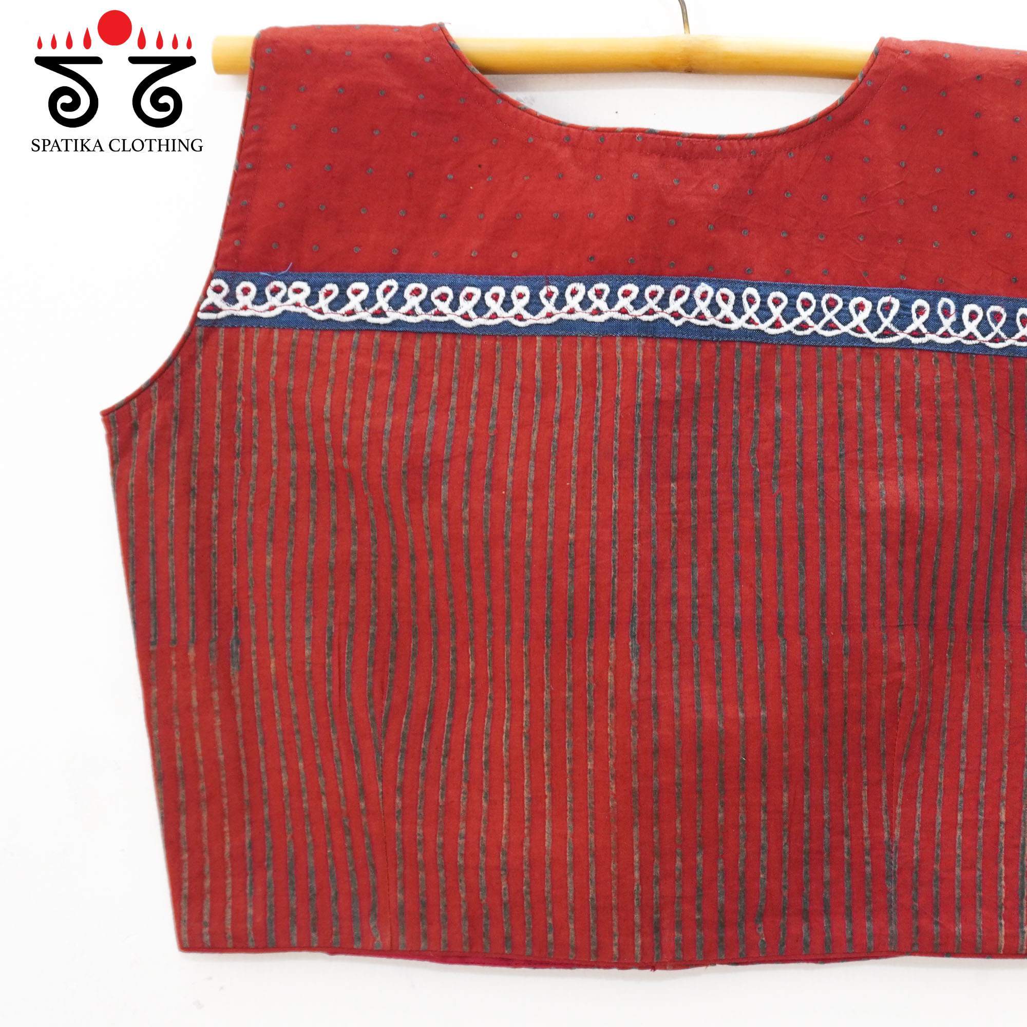 Red Ajrakh - Kolam Sleeveless Blouse