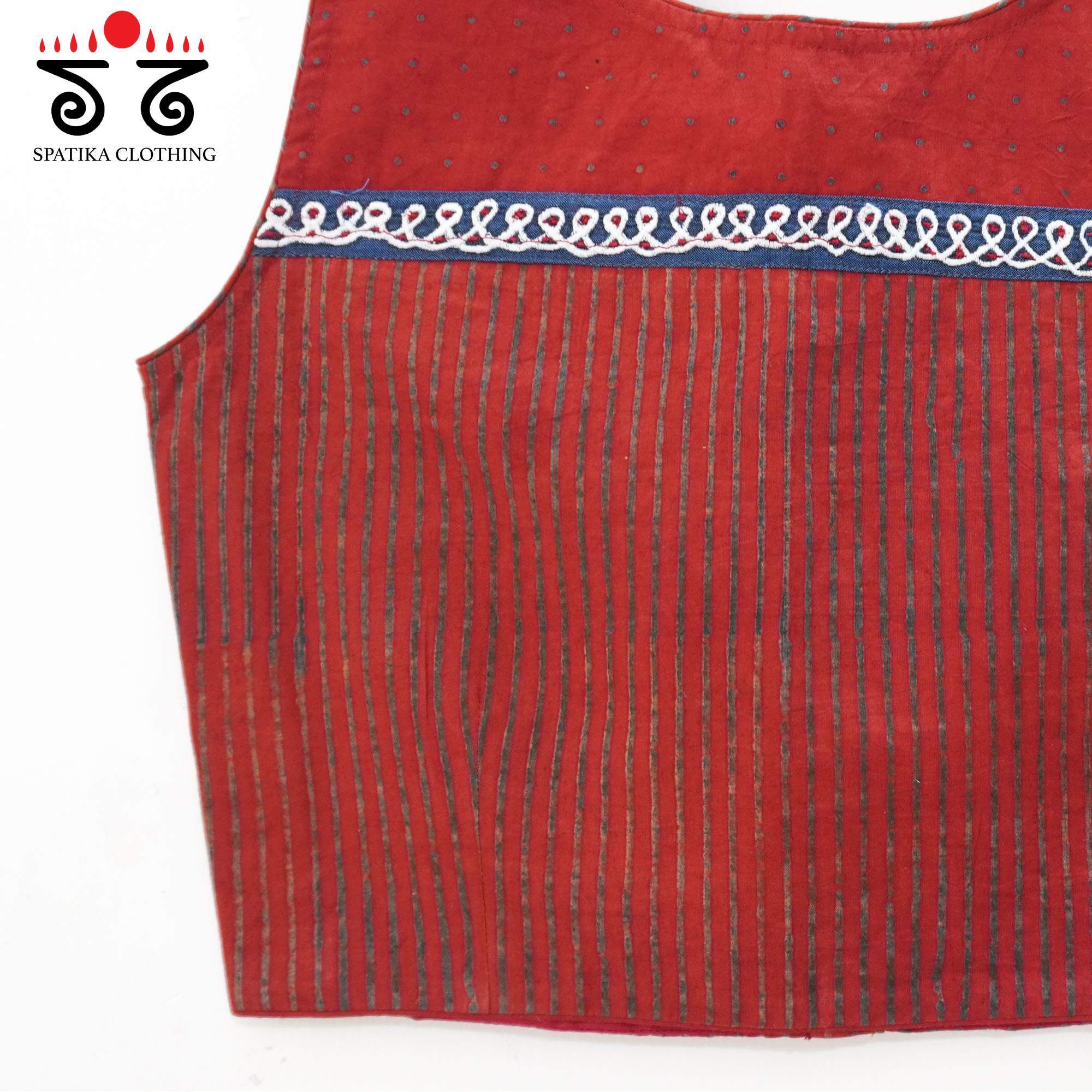 Red Ajrakh - Kolam Sleeveless Blouse