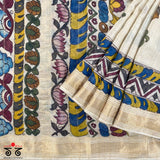Pen Kalamkari On Maheshwari Silk Cotton Saree