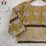 Yellow Half & Half Bagru Blouse