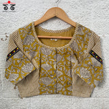 Yellow Half & Half Bagru Blouse