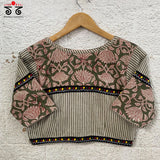 Green Half & Half Bagru Blouse