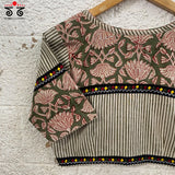 Green Half & Half Bagru Blouse