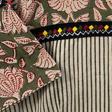 Green Half & Half Bagru Blouse