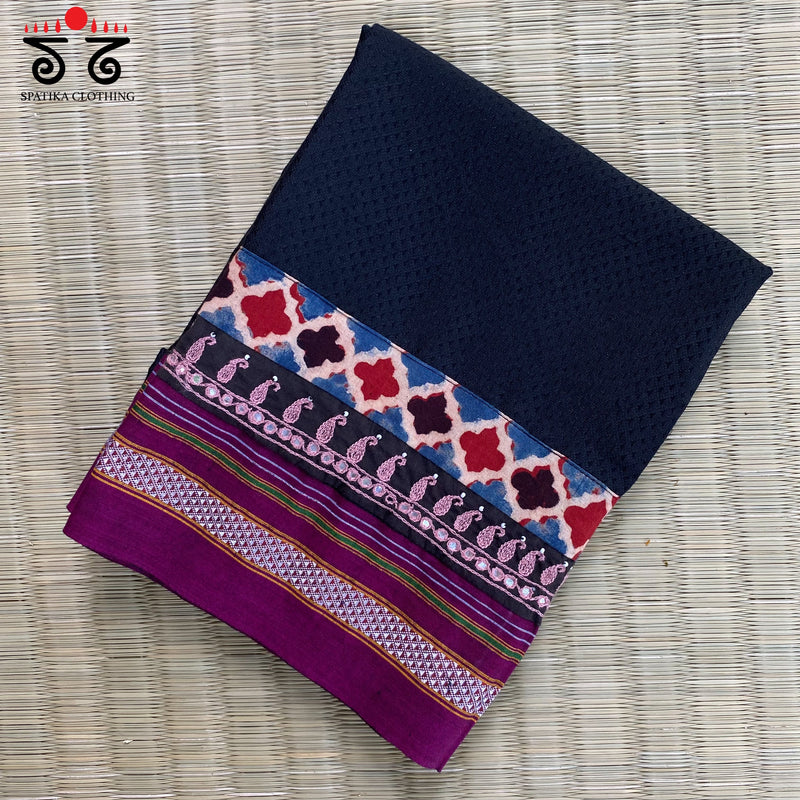 Hand- Embroidered Khun Blouse Fabric