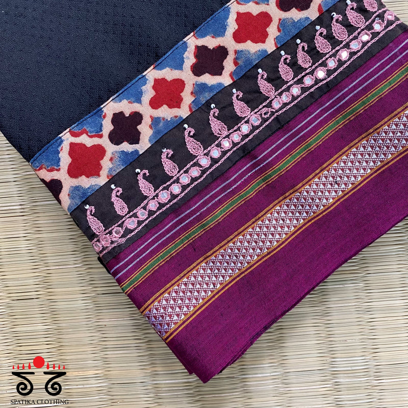 Hand- Embroidered Khun Blouse Fabric