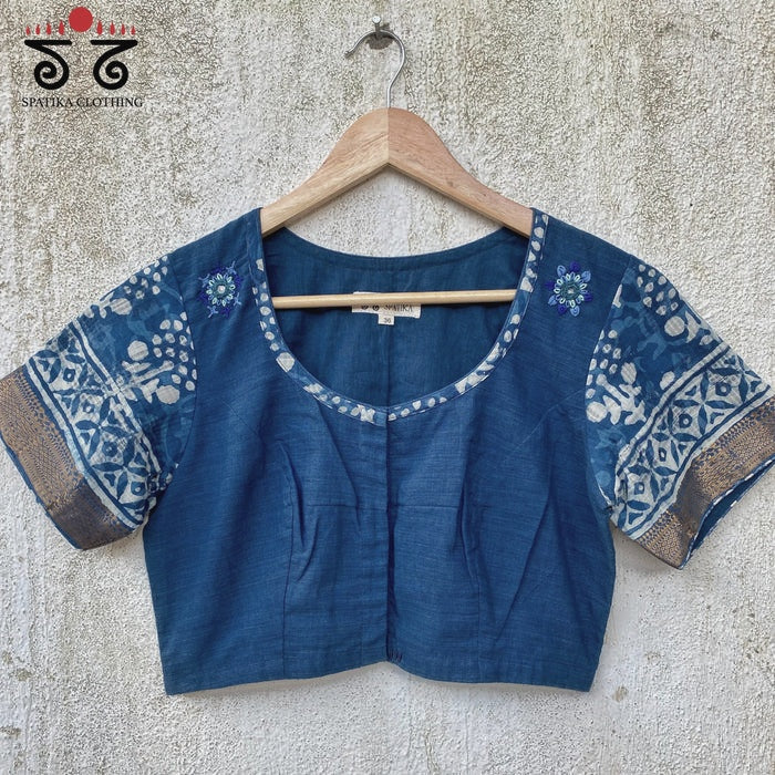 Hand Embroidered Hand Blockprinted Blouse