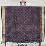 Ajrak On Linen Cotton Saree