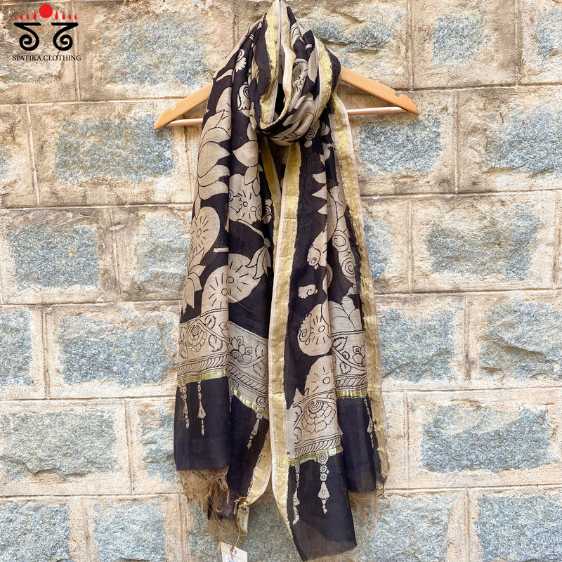 Pen kalamkari Chanderi Stole