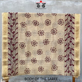 Pen Kalamkari On Maheshwari Silk Cotton Saree