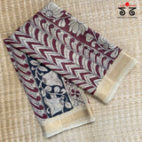 Pen Kalamkari On Maheshwari Silk Cotton Saree