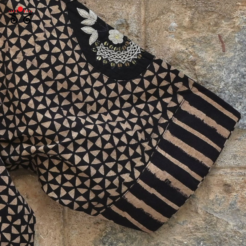Motif Inlay Hand - Embroidered Blouse