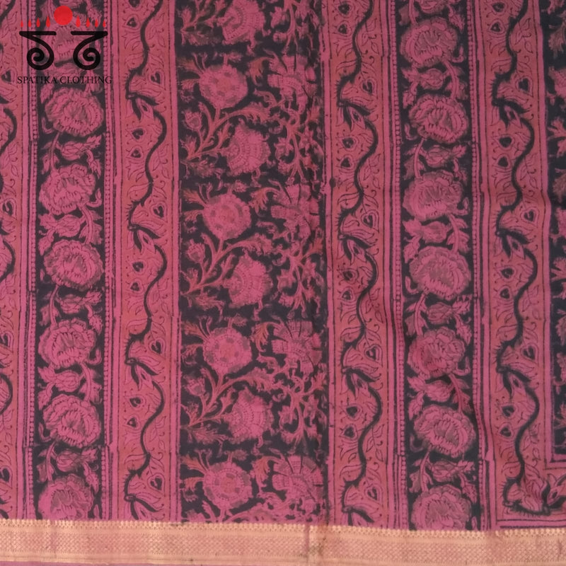 Kalamkari Handblock Print on Mangalagiri Cotton Saree