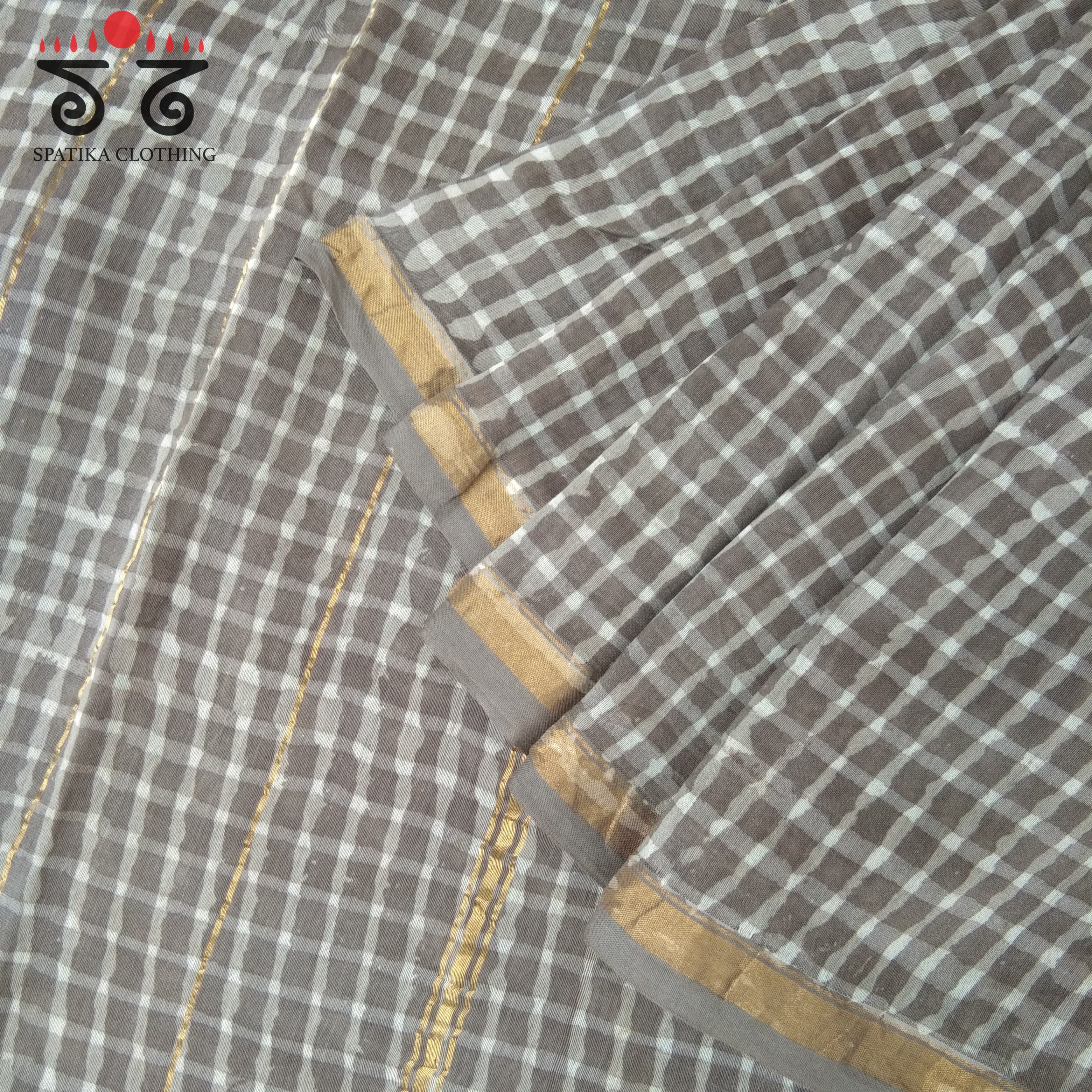 Handblock Print on Chanderi Silk Cotton Saree