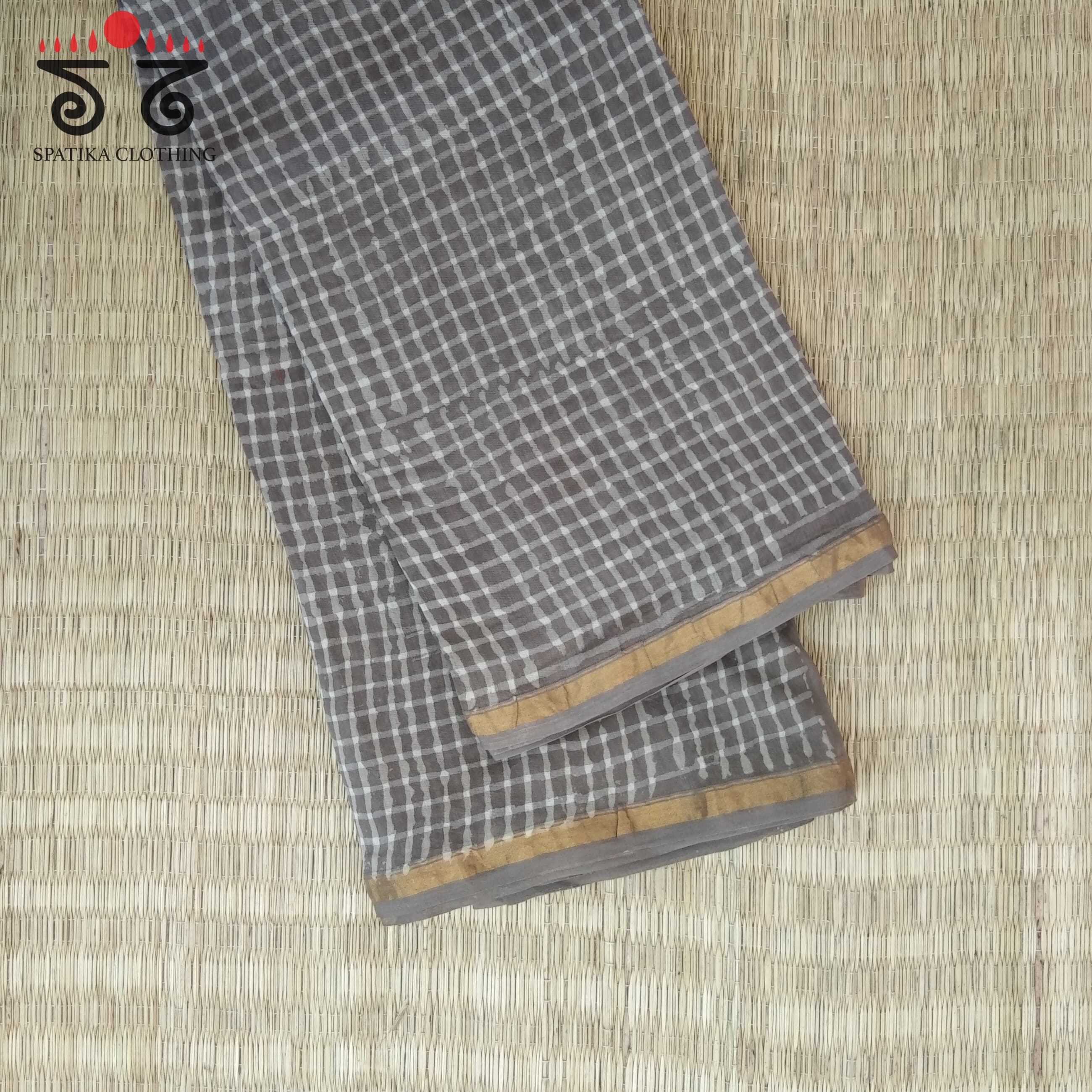 Handblock Print on Chanderi Silk Cotton Saree