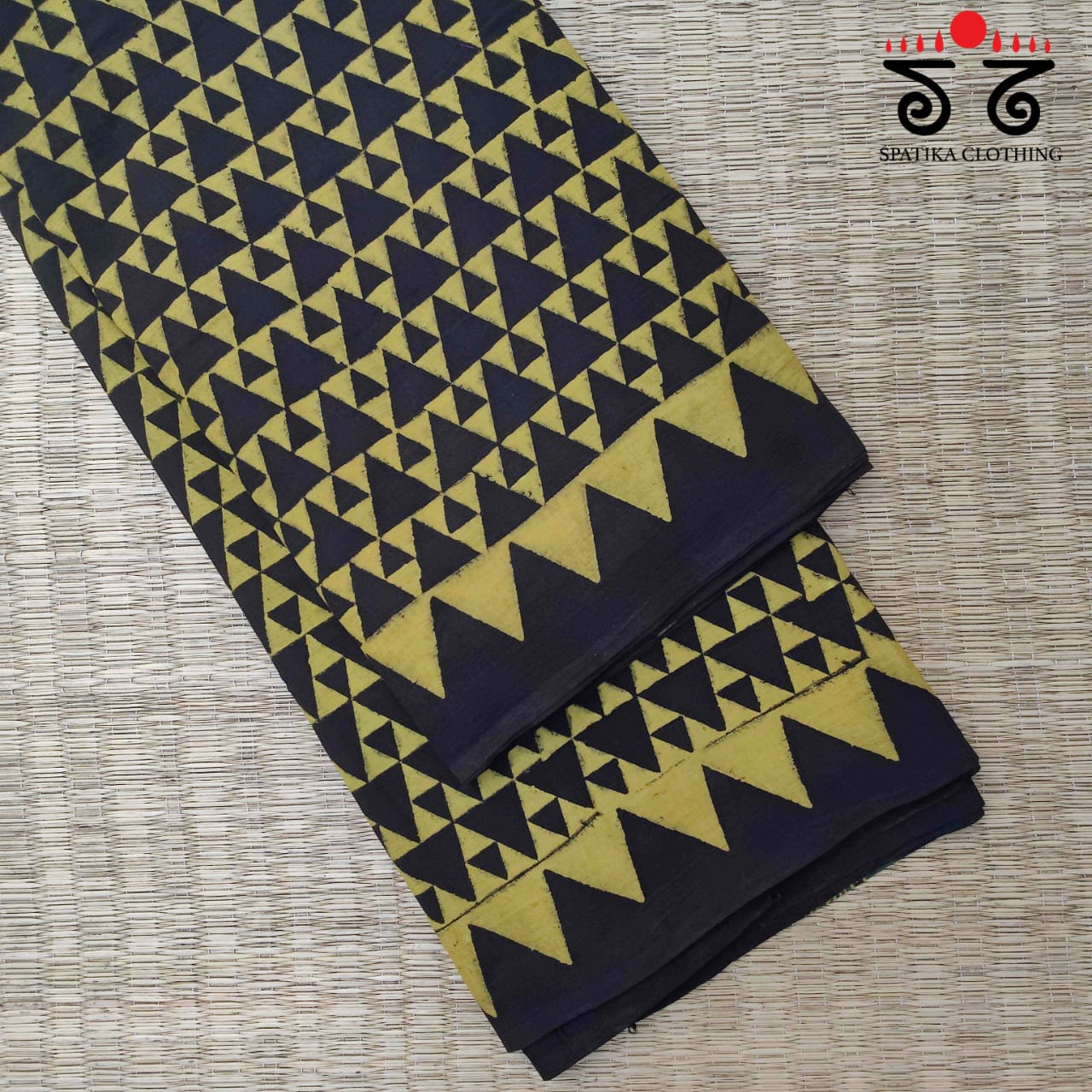 Ajrakh Handblock Print on Mulmul Cotton Saree