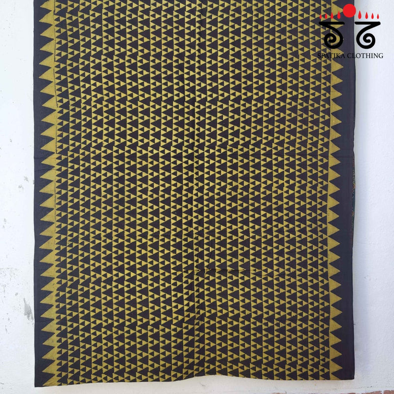 Ajrakh Handblock Print on Mulmul Cotton Saree